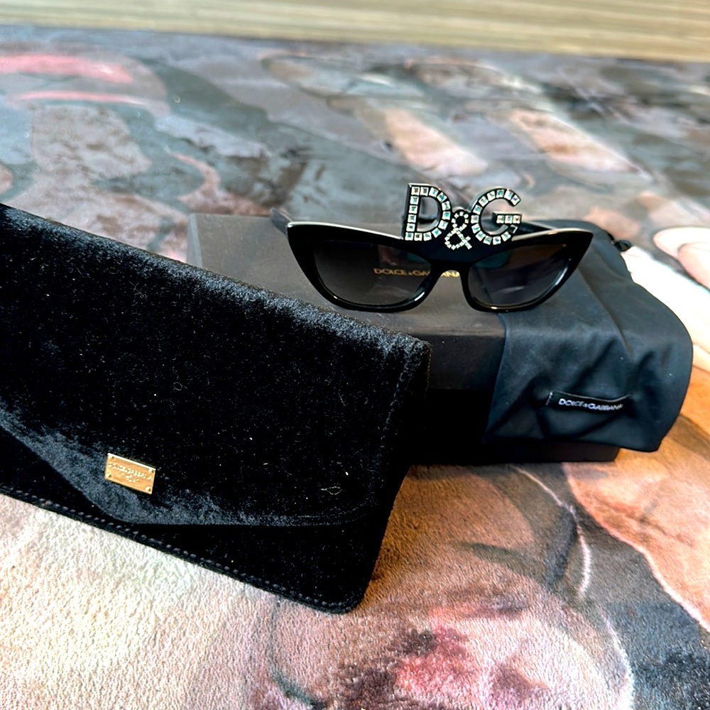 Dolce and Gabbana Authentication Sunglasses with Rhinestone Logo